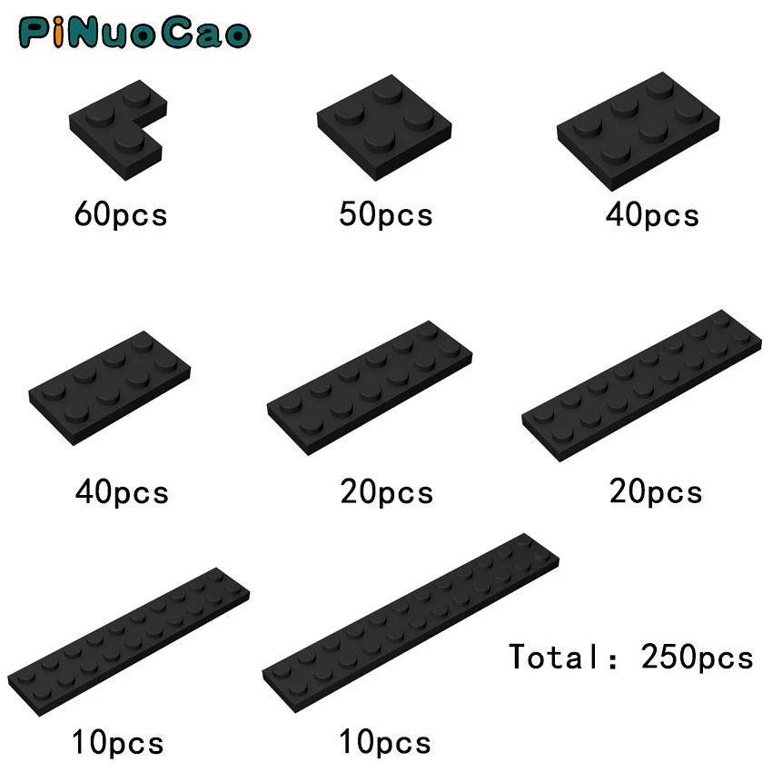 

PINUOCAO 250pcs/bag Black Building Block Compatible with 2420 3022 3021 3020 3795 3034 3832 2445 Parts Bricks Toys for Children
