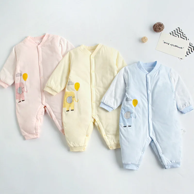 

Newborn Clothing 2021 New Autumn Winter Baby Boys Girls Pure Cotton Cartoon Printing Jumpsuit Casual Long Sleeved Thicken Romper