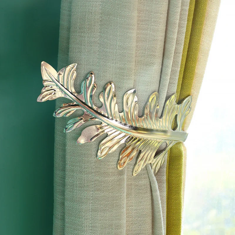 

Wall Tie Back For Home Curtain Hook U Shaped Leaves Design Metal Easy Install Practical Holder Fashion Durable Curtain Hooks