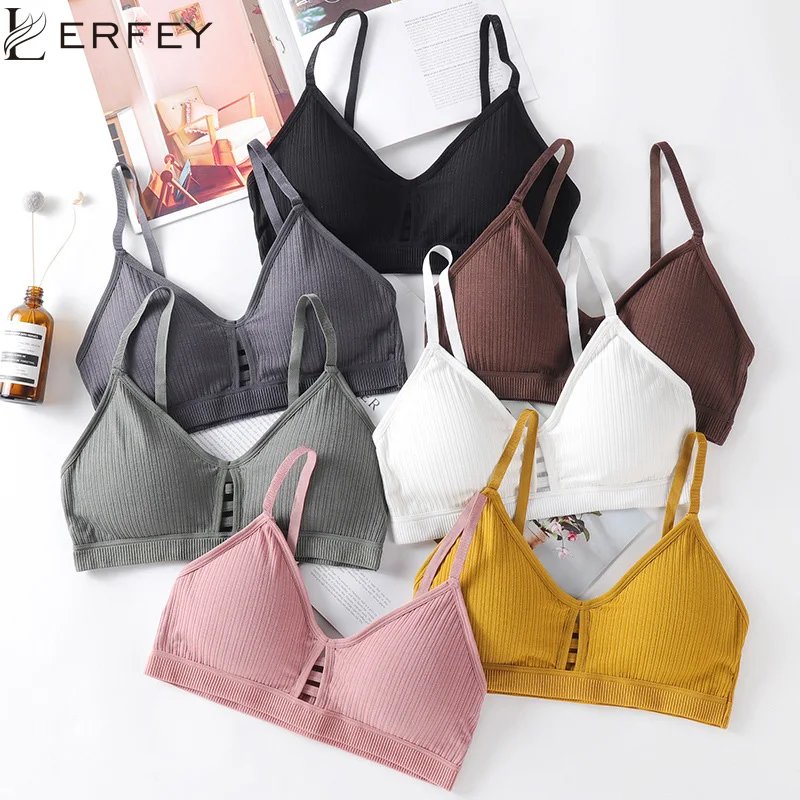 

LERFEY Sexy Ladies Bralette Push Up Bras For Women Fitness Tops Brassiere Sold Ribbed Bralete Female Underwear Padded Lingerie