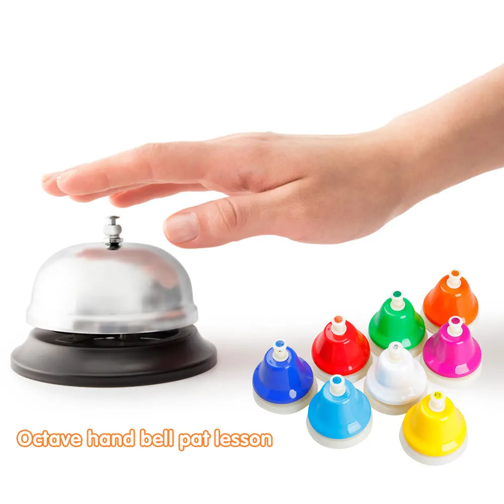

8 Notes Colorful Hand Bell Musical Percussion Instrument for Children Kids Students Early Educational Toy Gift