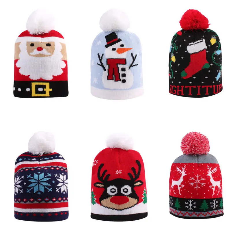

Christmas Children Hats Knitted Caps For Kids Wool Warm Girls Boys Hat Decoration Costume Hats For Babies