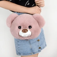 cute fluffy fur bear designer messenger bags womens fashion kawaii plush rabbit fur handbag female party girlfrend gift