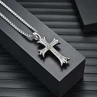 european and american personality atmosphere punk style stainless steel cross pendant casting mens necklace