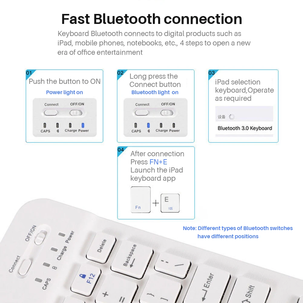 

Portable Wireless Bluetooth 3.0 Keyboard Mouse combo Compatible with iOS Android Smartphones Tablets For iPad Huawei Mediapad