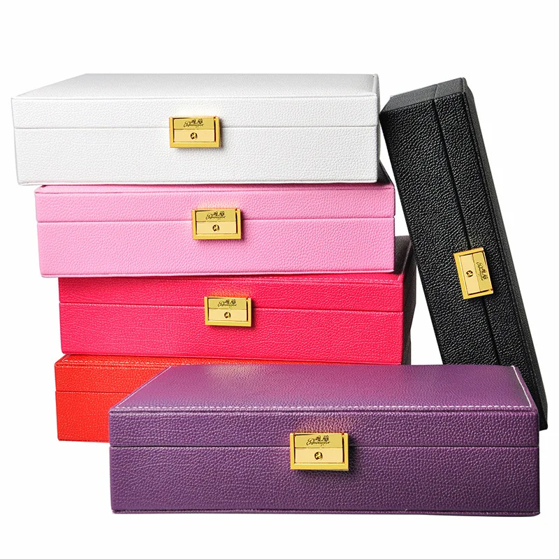 

New Mirrored Double Layers Watches Necklace Storage Case PU Leather Jewelry Box Earring Ring Display Holder Women Gift