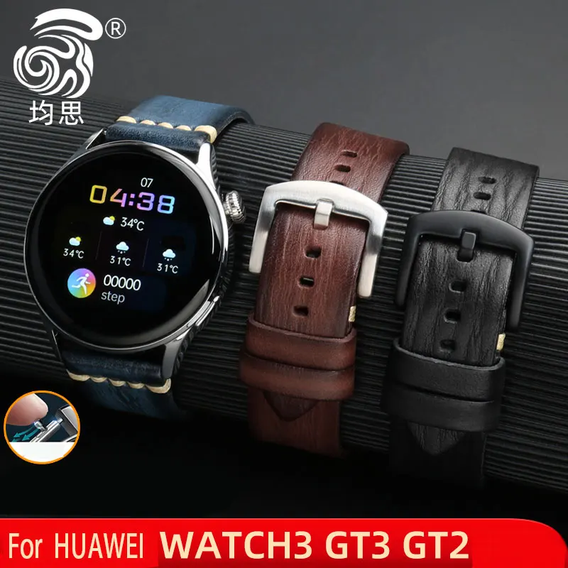 

Leather Wristband for Huawei GT3/GT2 Calf watchband 3pro Vintage Hand Bracelet 46mm fashion 20mm 22mm watchstrap glory Magic2