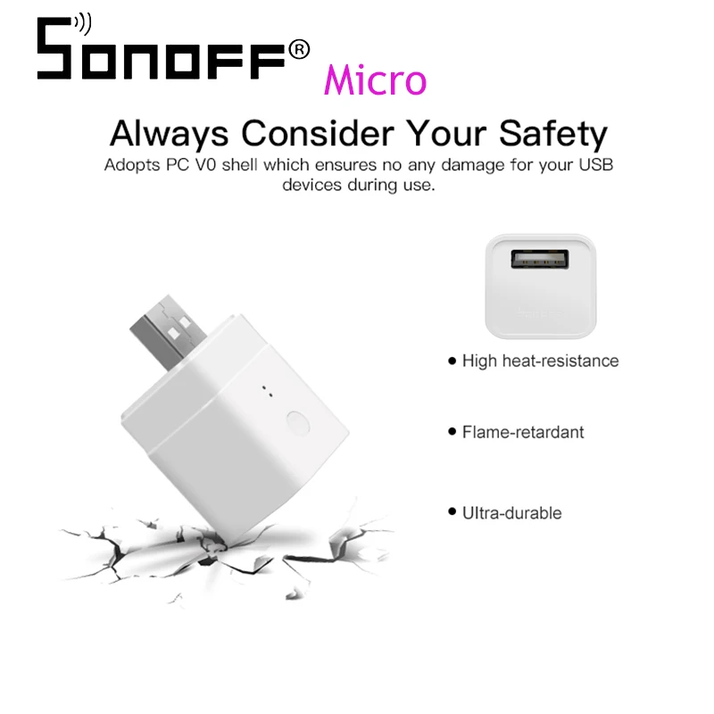 USB адаптер SONOFF Micro 5 В Wi Fi умный дом мини разъем питания переключатель