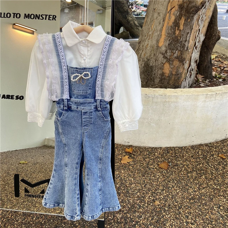 

Джинсовый комбинезон для девочек 1-9 лет светильник-голубой