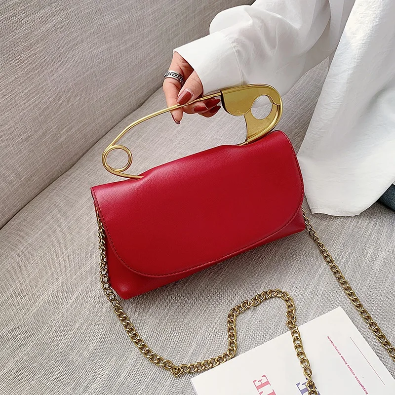 

Leather Shoulder Bags for Women 2020 New Free Shipping Women's Handbags Novelties Brooch Chain Retro Pu CrossBody Bags Woman