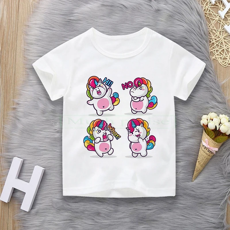 Toddler Girl T-shirt 4 5 6 7 8 9 10 11 12 Years Unicorn Kids T Shirt Luminous Children Summer Tshirt | Детская одежда и обувь
