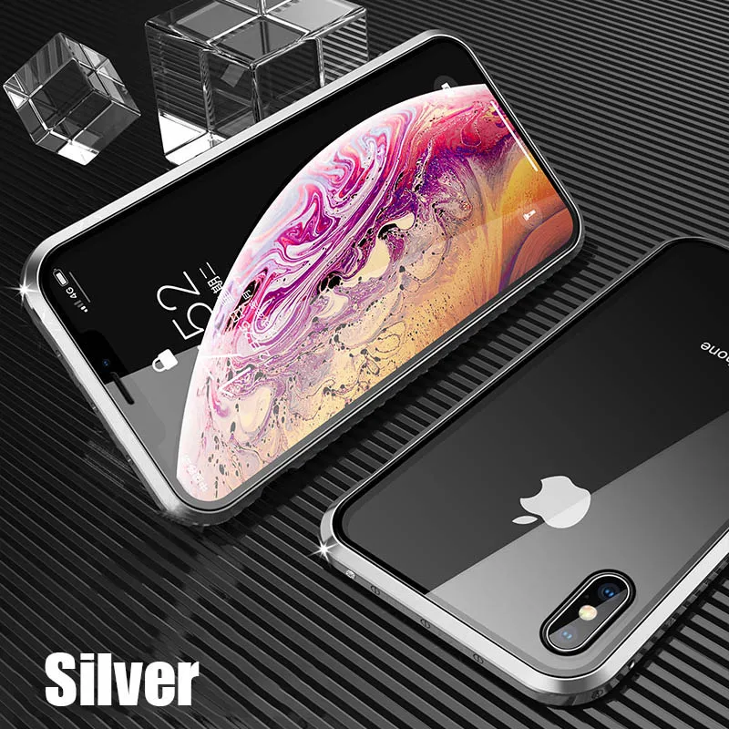 360 магнитная сила для iPhone 7 6s Plus чехол из закаленного стекла для iPhone 7 8 Plus X чехол для iPhone XS чехол для MAX XR - Цвет: 04