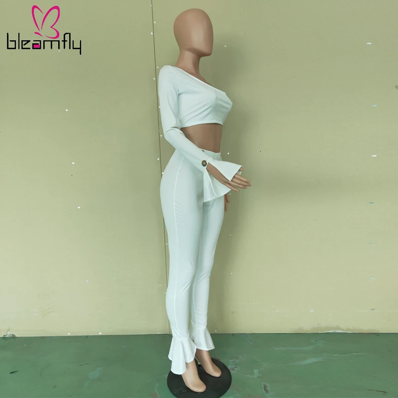 Одноцветный белый женский сексуальный комплект из двух предметов на одно плечо с