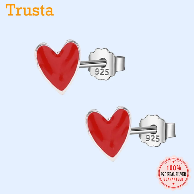 Trusta 100% Стерлинговое Серебро 925 пробы модные милые миниатюрные серьги-гвоздики с