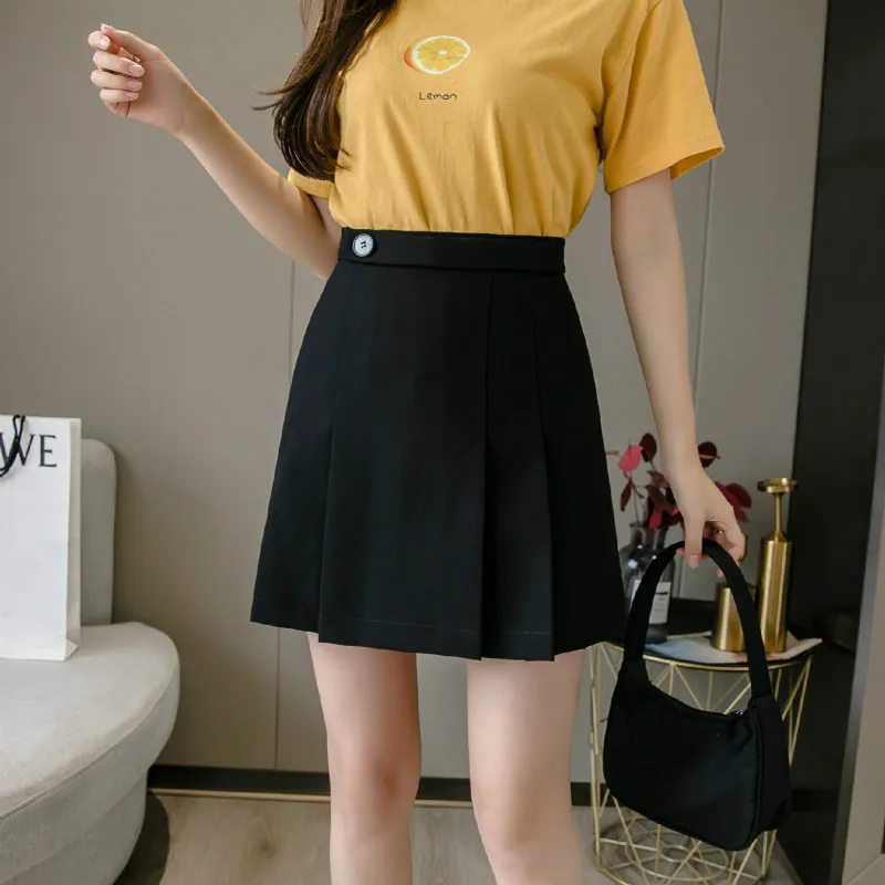 Шикарная плиссированная Женская мини-юбка корейская мода юбка с пуговицами и