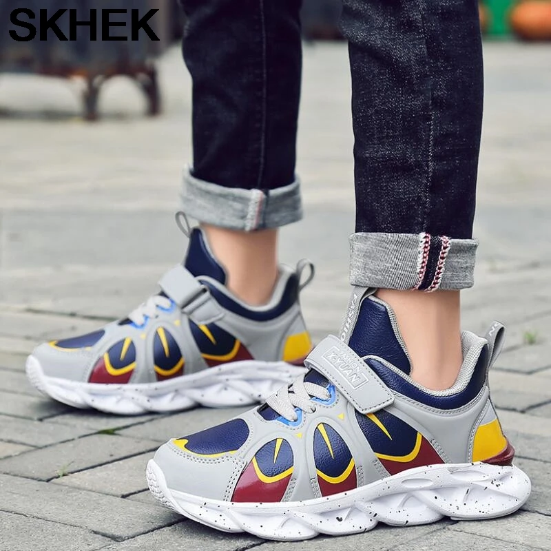 SKHEK Children Sports Shoes Autumn Boys Girls Anti-slip Patchwork Net Breathable Kids Sneakers Infant Child Running Shoe Black | Детская