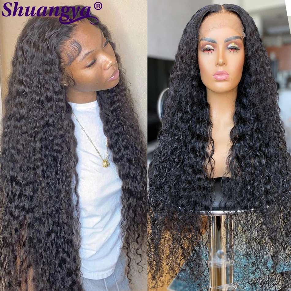 Парик из натуральных человеческих волос с прозрачной кружевной волной 28-30 дюймов