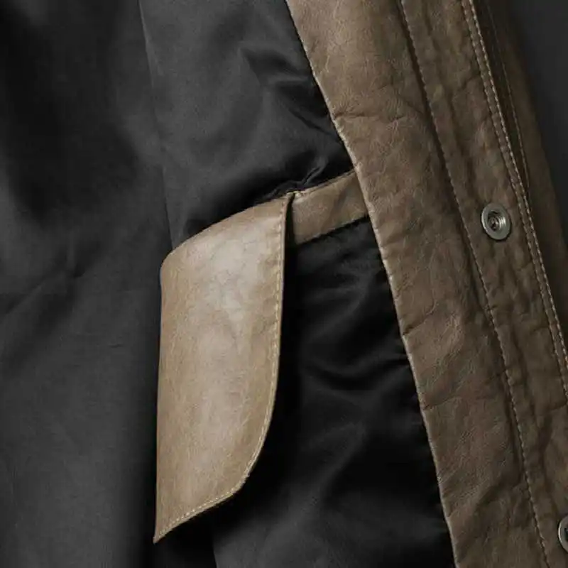 

High quality Air Force Pilot Mens PU Leather Jacket Men Motorcycle Lapel Zipper Pockets jackets Coats Biker Fashion Outerwear