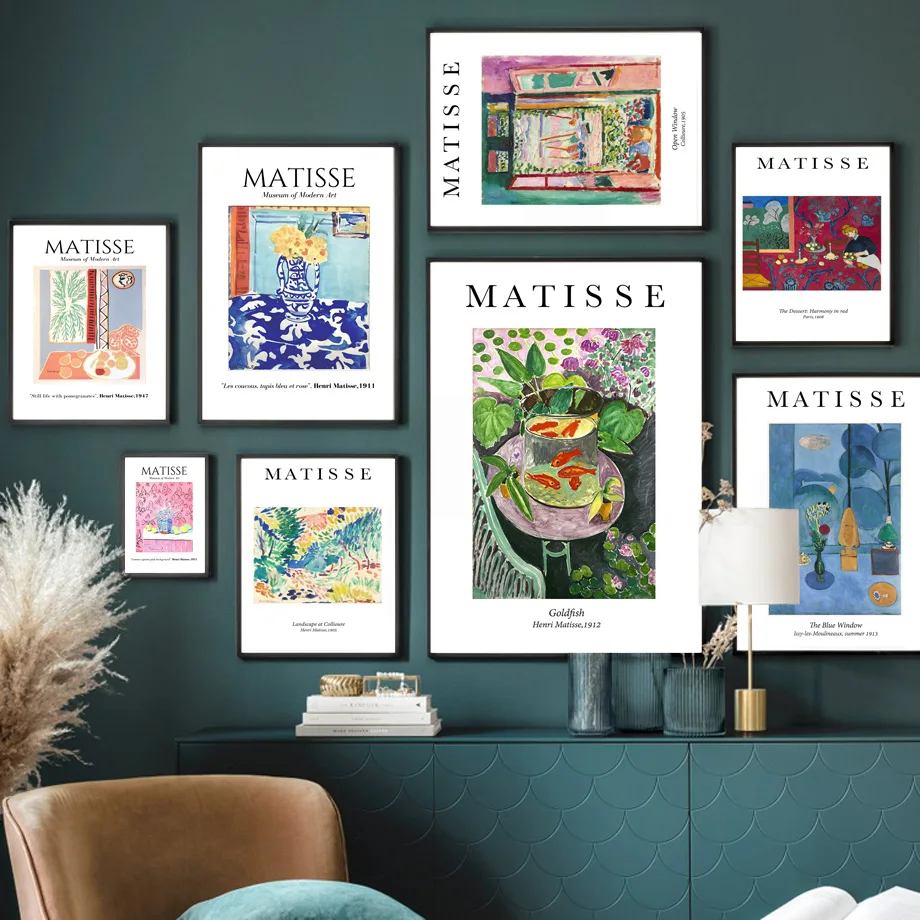 

Абстрактная Настенная картина Matisse с изображением золотых рыбок, цветов, десертов, настенная Картина на холсте, Постер в скандинавском стил...