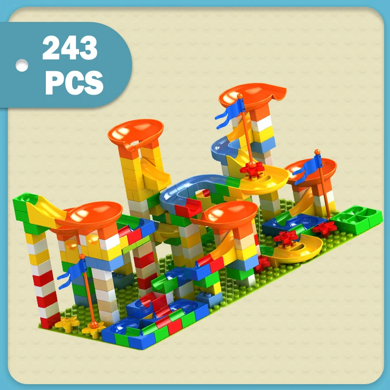 

81-324PCS Marble Race Run Big Block Compatible city Building Blocks Funnel Slide Blocks DIY Big Bricks Toys For Children gift