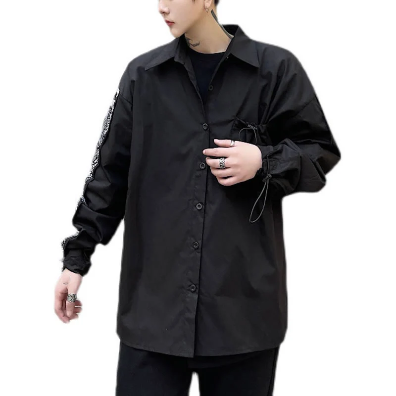 

XITAO Letter Black Blouse Fashion New Women Single Breast Full Sleeve Small Fresh Pleated 2021 Autumn Elegant Shirt WMD2750