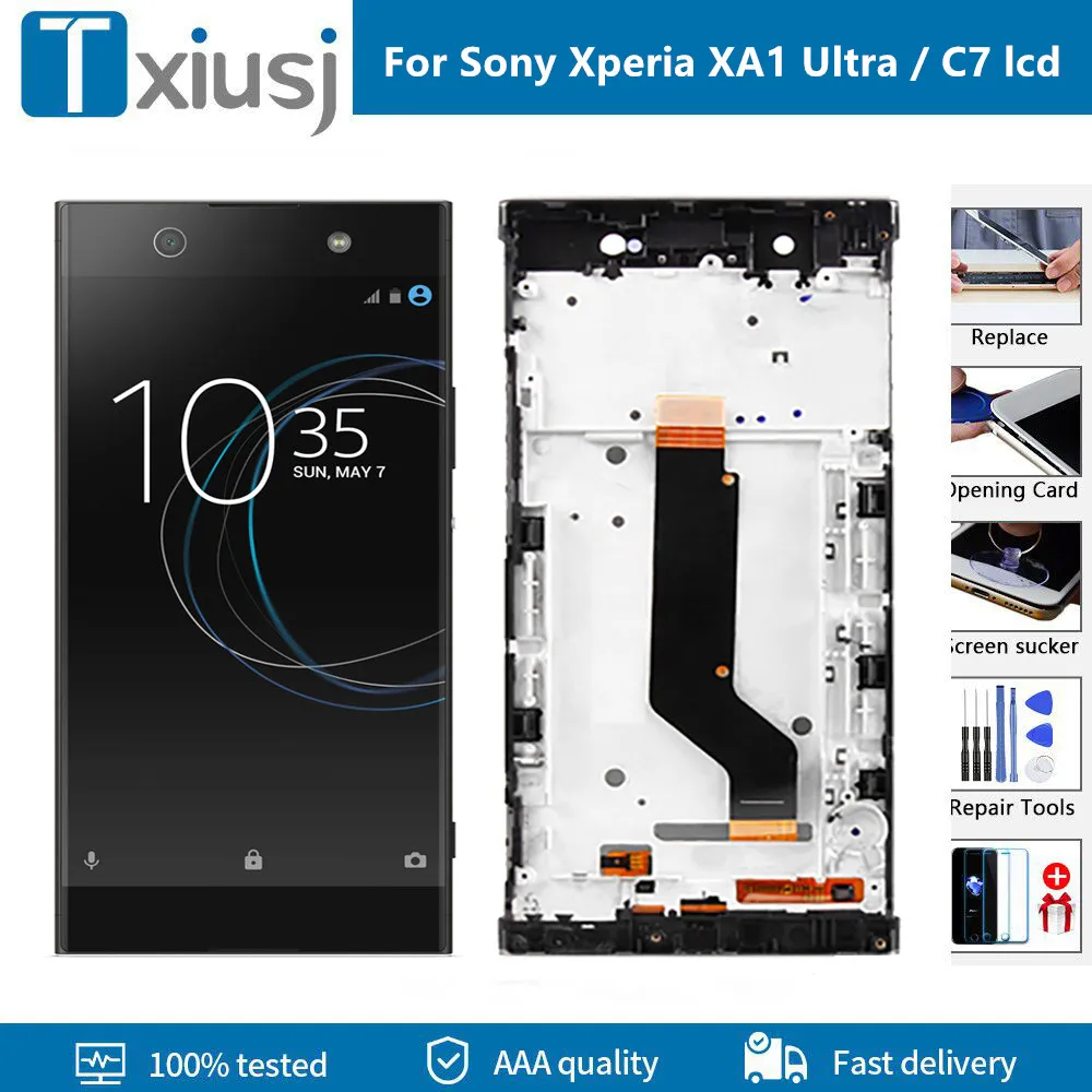 

ЖК-дисплей для Sony Xperia XA1 Ultra C7 G3221 G3212 G3223 G3226, экран с сенсорным стеклом и дигитайзером в сборе с рамкой