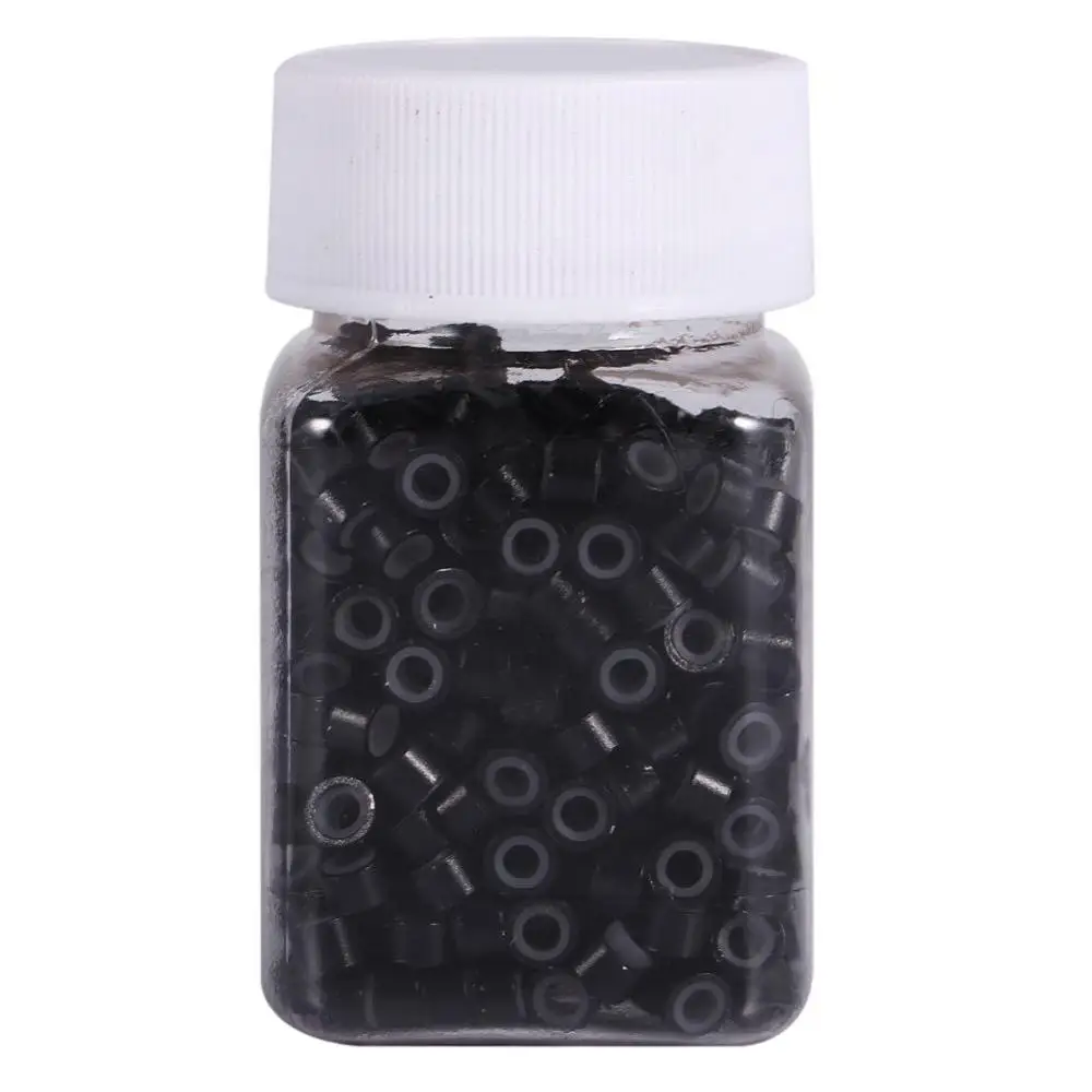 Black 500Pcs 200/500/1000 шт. волосы бусин 4*3 мм волосы для loop-наращивания на микро-кольца силиконовые кольца/ссылки/бусины заколки для волос Инструменты для наращивания волос бусины Кольцо - Цвет: Black 500Pcs
