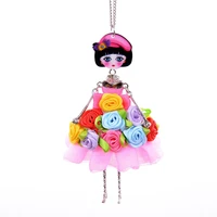 flower doll necklace handmade french doll pendant alloy girl women flower fashion dress jewelry gift