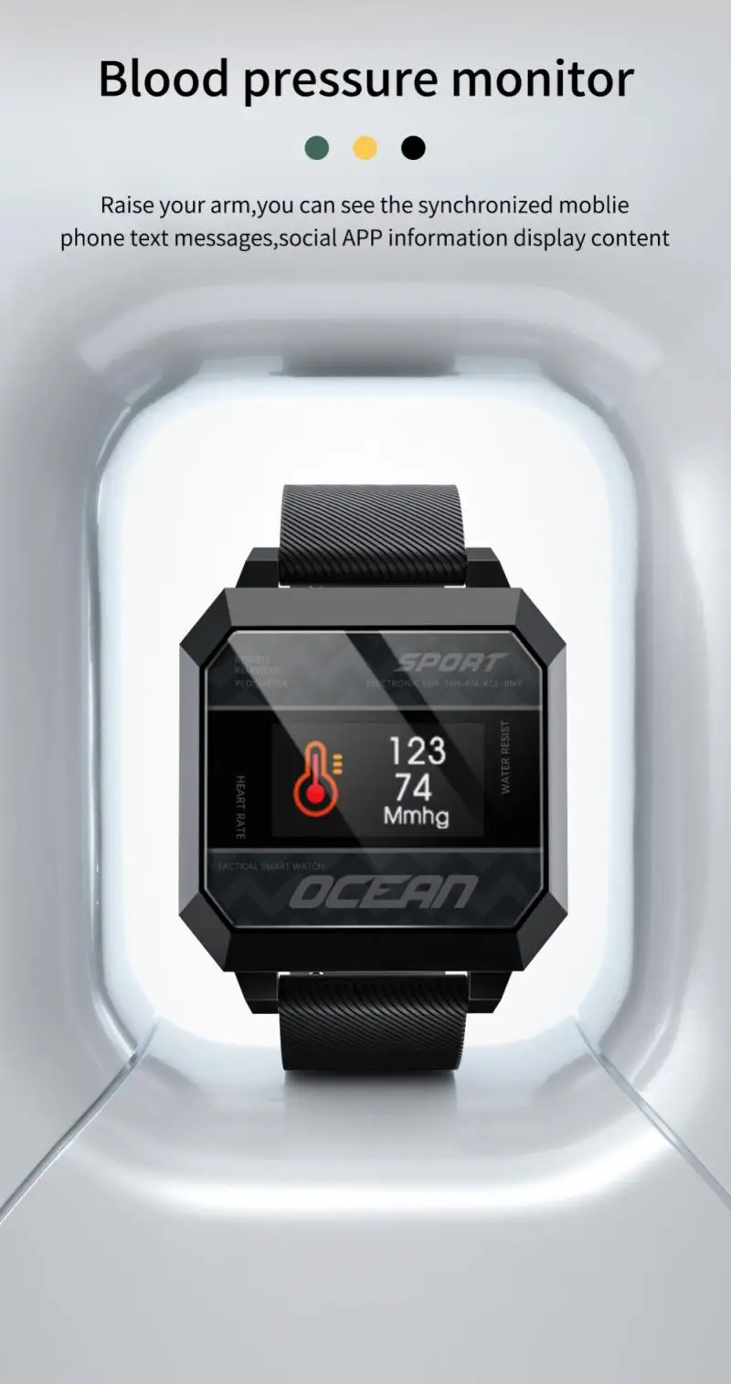 LOKMAT OCEAN 2 Men's Smart Watch Full Touch Fitness Tracker Heart Rate Blood Pressure Monitoring Sports Detection | Электроника