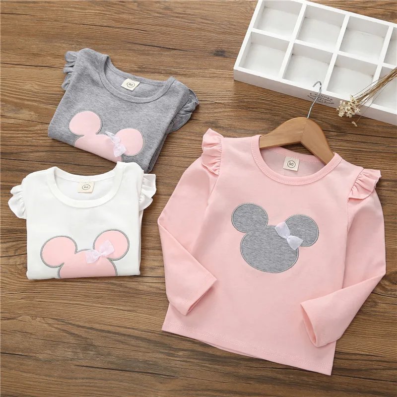 2-6Year Baby Girls Long Sleeve T-shirt Bottoming Shirt Children Spring and Summer Autumn Long Sleeves Cartoon T-shirt Kids