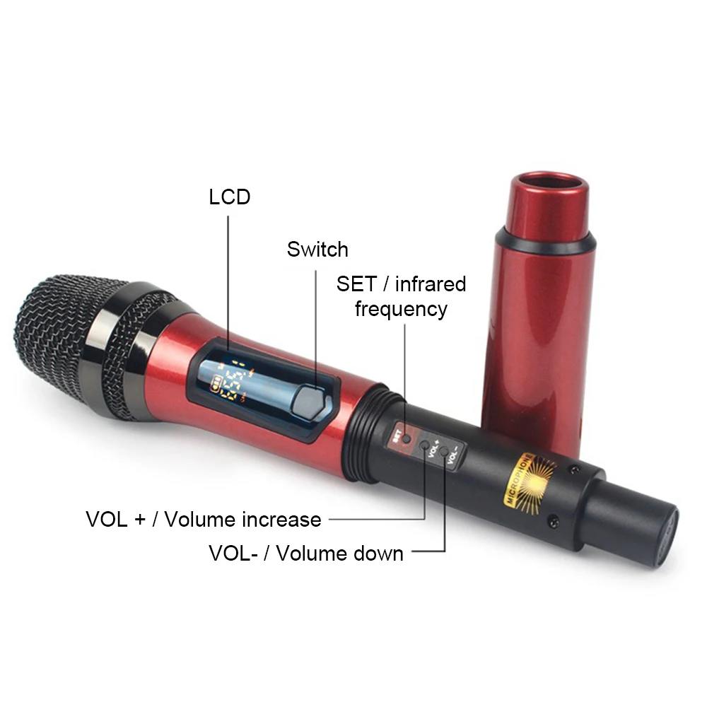 

Universal Wireless Handheld Microphone Hypercardioid For Home Outdoor Conference Karaoke Professional Stereo Mic Portable FM