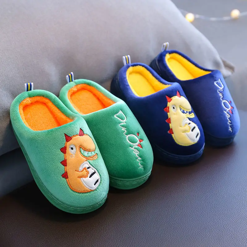 

Cartoon Dinosaur Autumn and Winter Children's Cotton Slippers Indoor Home Non-slip Cotton Slippers Furry Slippers Cute Slippers