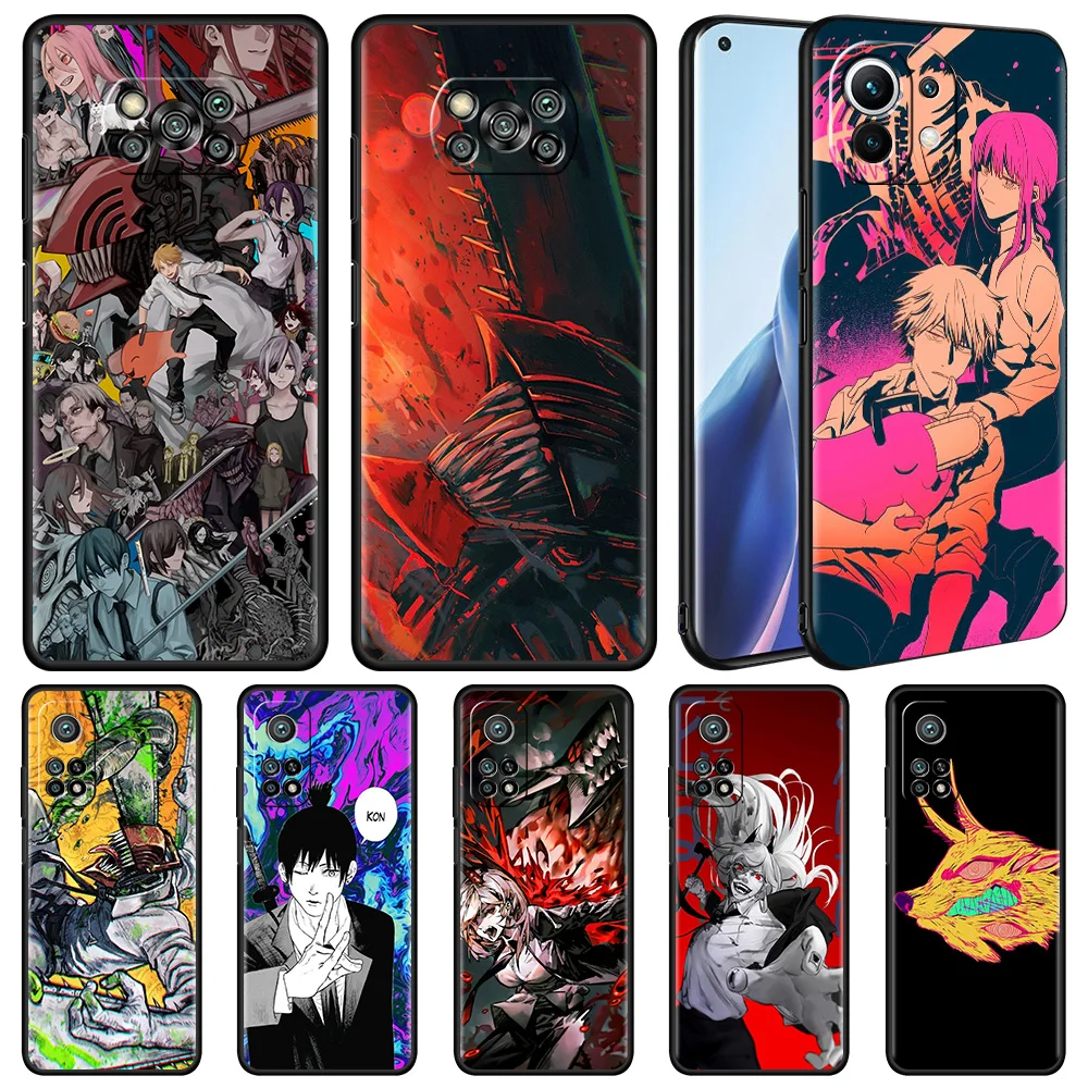 

Phone Case For Xiaomi Mi Poco X3 NFC 10T Pro 11T 11 Lite Note 10 M3 9T F3 CC9 Black Soft Cover A2 F1 Shell Chainsaw Man Anime