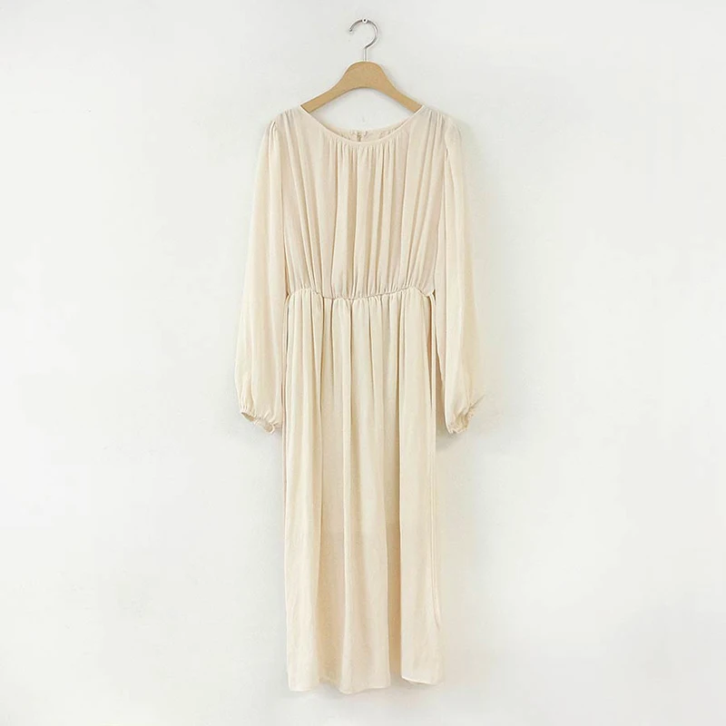 

Vintage Loose Elegant Plus Size Women Dress Full Sleeve Adjustable Waist Women's Long Dress 2021 Spring