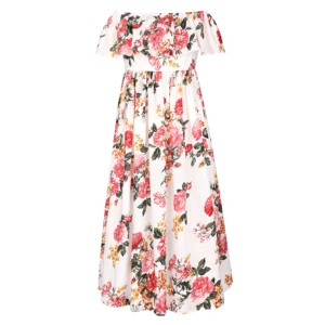 Flofallziqueплатье для девочек; Длинное платье в стиле ретро с цветочным принтом и открытыми плечами; Летняя удобная одежда для малышей в богемном стиле