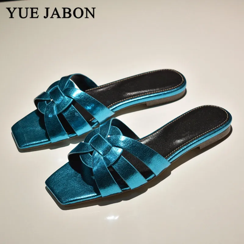 Женские шлепанцы на плоской подошве в итальянском стиле уличные пляжные с