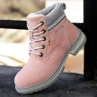 ankle boots women snow boots winter leather plush warm waterproof short motorcycle boots woman large size 42 womens cotton shoe