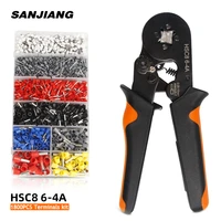 hsc8 6 4 1800pcs tubular terminal crimper kit 0 08 10mm%c2%b2 25 7awg electrical crimping pliers alicate crimpador hand tools set