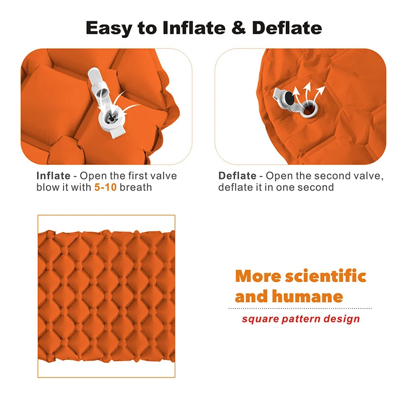 Сверхлегкий надувной коврик для сна с быстрым наполнением кемпинга подушкой