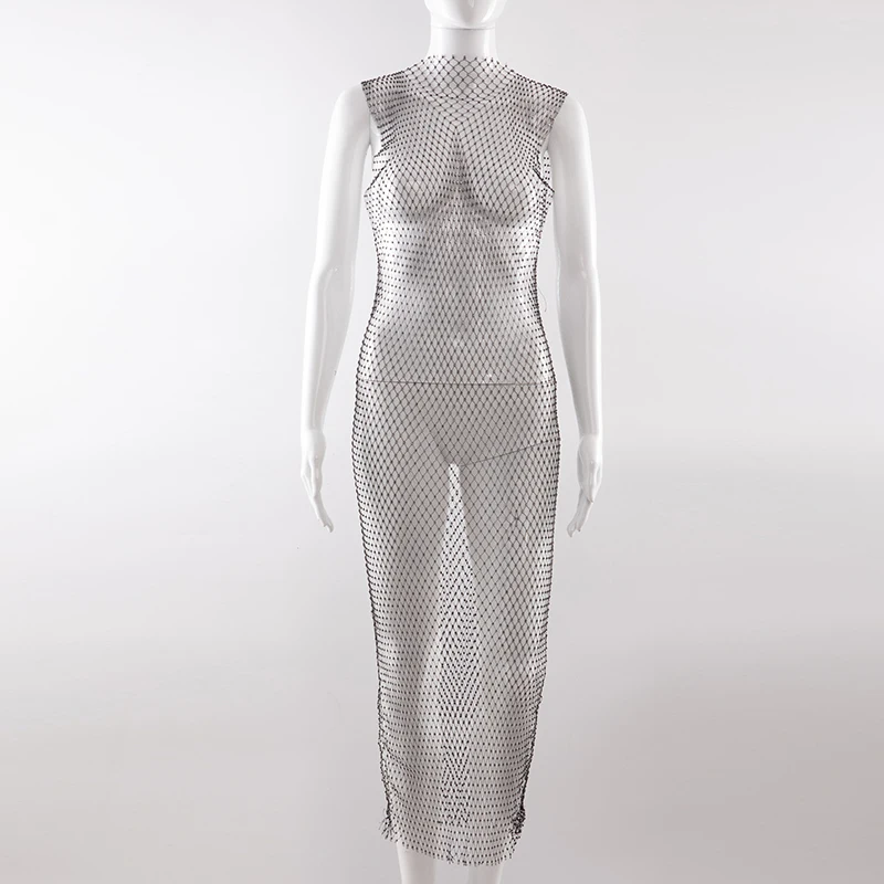 Сексуальное открытое мини платье для женщин прозрачное Сетчатое без рукавов