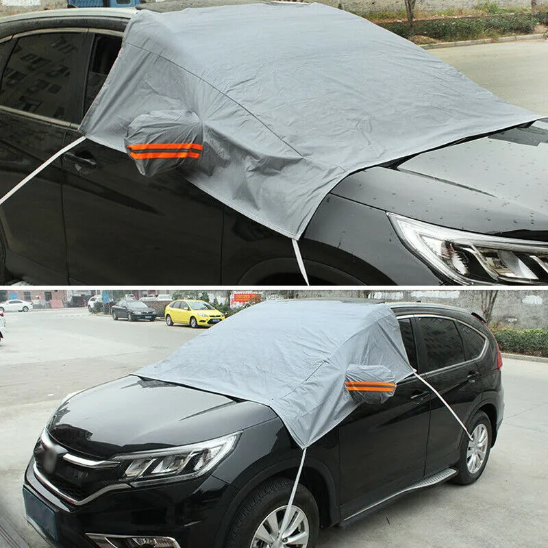 

Серый чехол для лобового стекла автомобиля, защита от солнца, зимняя защита от снега, льда, дождя, пыли, мороза, универсальная зимняя снаряже...