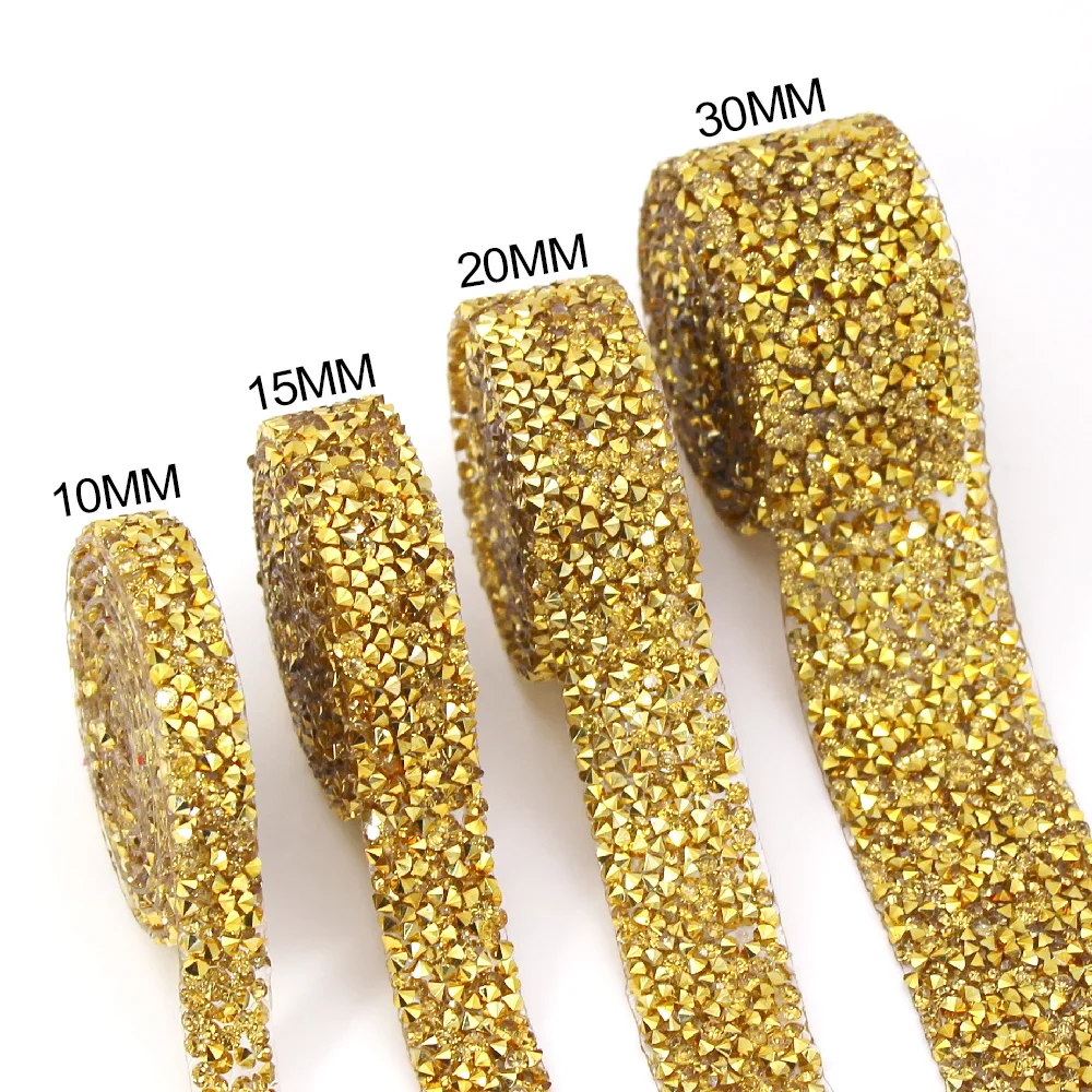 1 ярд золотые стразы отделка из полимера с горячей фиксацией лента кристаллами