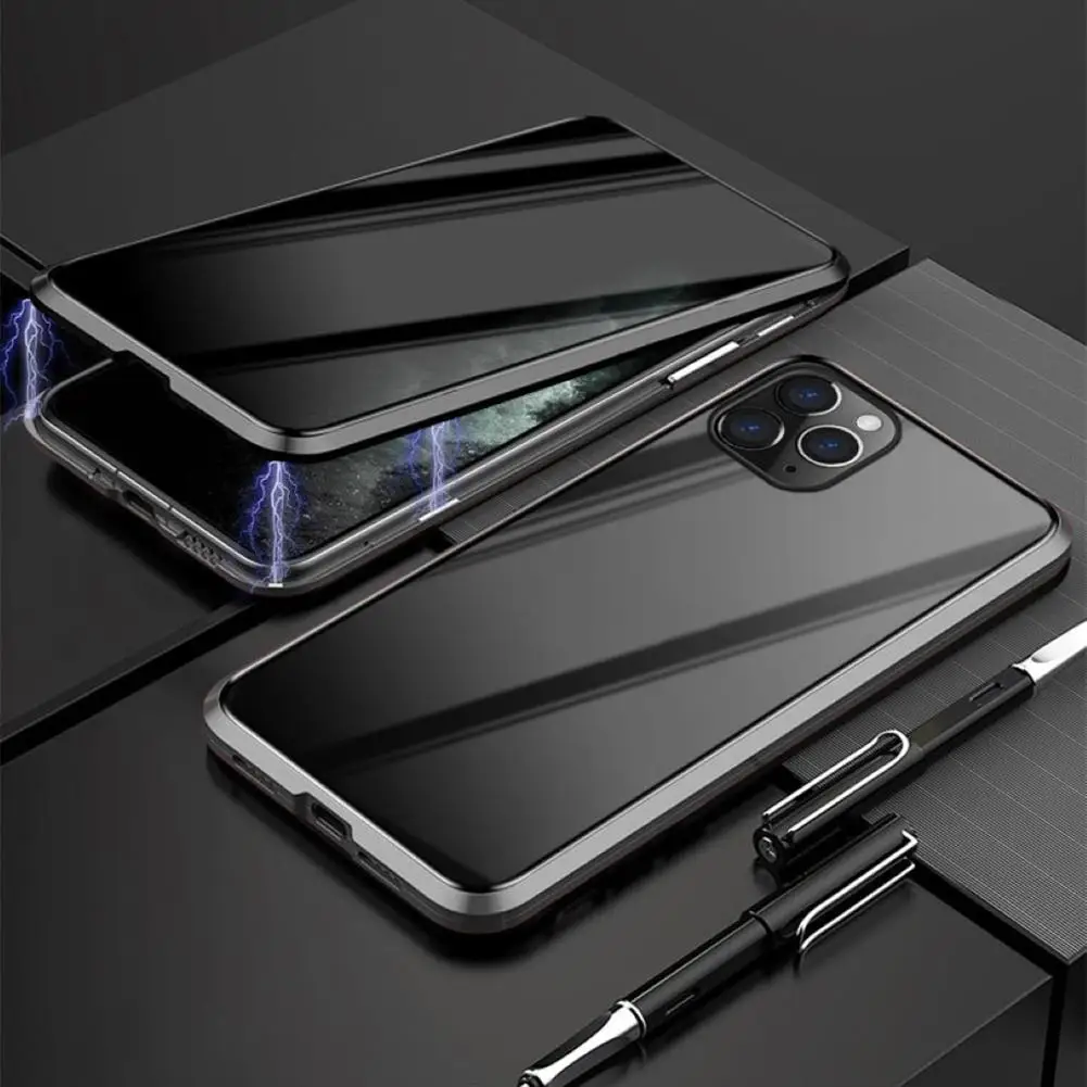 dropshipping double side magnetic privacy protection phone case cover for iphone 11 pro max anti scratch magnetic phone case free global shipping