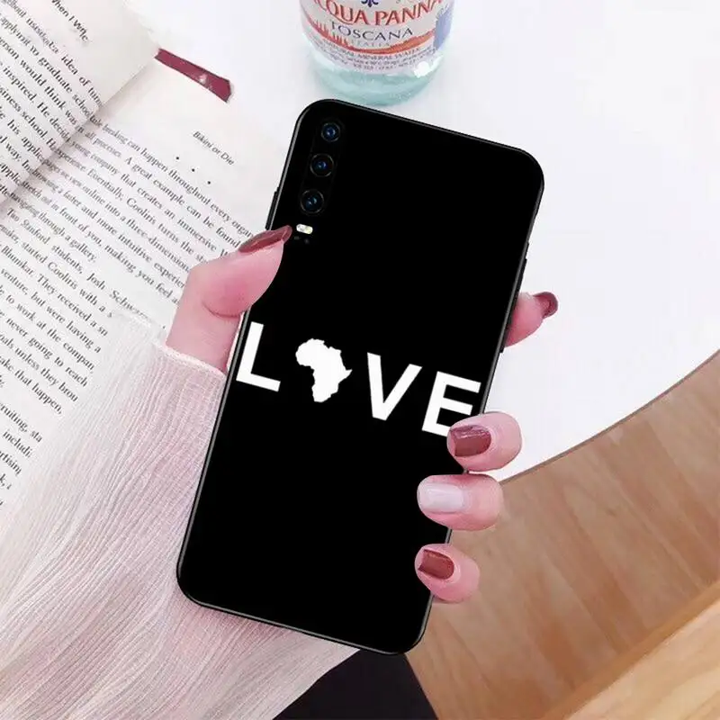 HPCHCJHM Africa Map Geography Painted Soft Silicone Black Phone Case for Huawei P30 P20 lite Mate 20 Pro P Smart 2019 prime | Мобильные