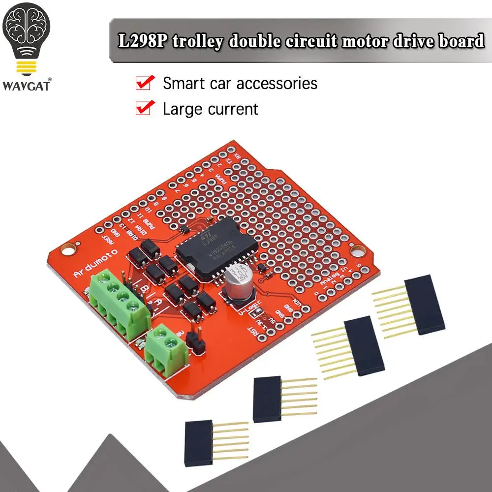 Для arduino L298P AVR/LPC/STM32 UNO/MEGA защита двигателя-драйвер двойного тока-канальный