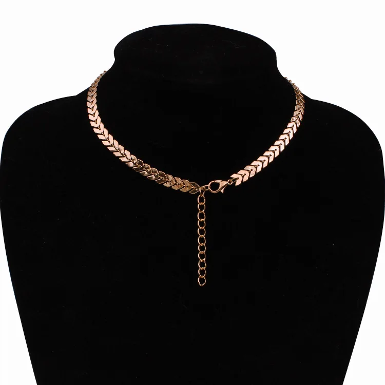 Женское короткое ожерелье с подвеской в виде рыбьей кости|Ожерелье-ошейник| |