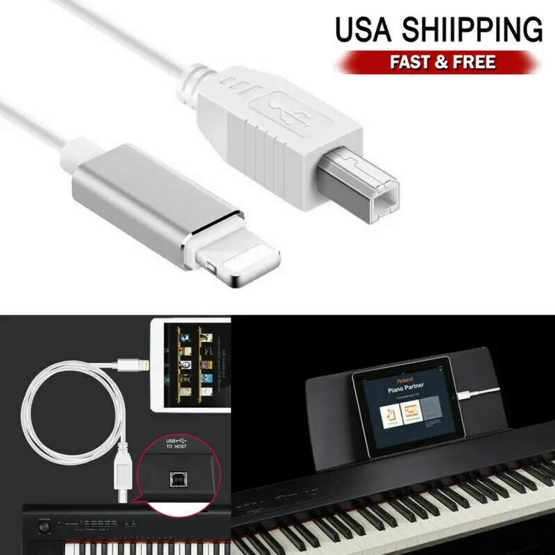 

1/2PCS Lightning to Type-B MIDI Keyboard Converter Cable 1M For iPhone iPad IOS Audio Cable Guitar Parts & Accessories