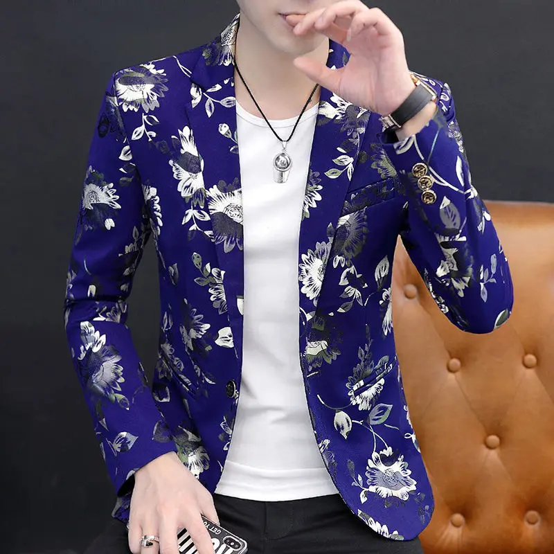 

Men 2021 Spring Autumn Fashion Slim Fit Outwear Coats Male Casual Business Daily Jackets Men Printing Blazers Coats W345