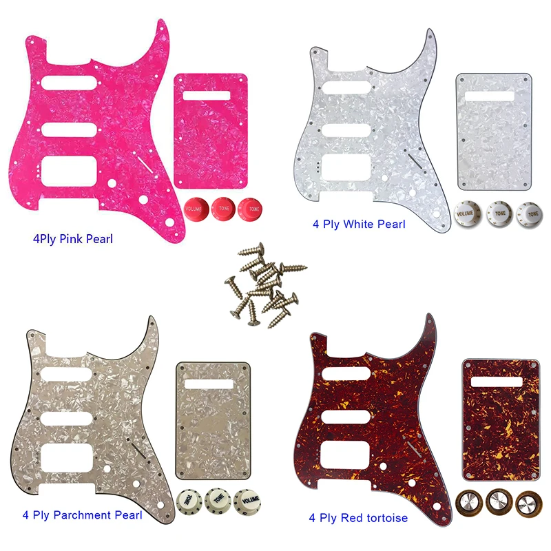 

Quality Guitar Parts -For US Fd 11 Screw Holes MIM Start SSH Humbucker Guitar Pickguard & Back Plate & Control Knob