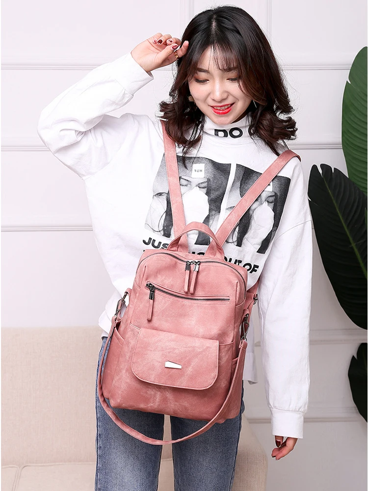 

Women's Backpack 2021 New Women's brand design Bag Travel Backpack Shoulder Bag Fashion vintage Large Capacity PU Female Bag